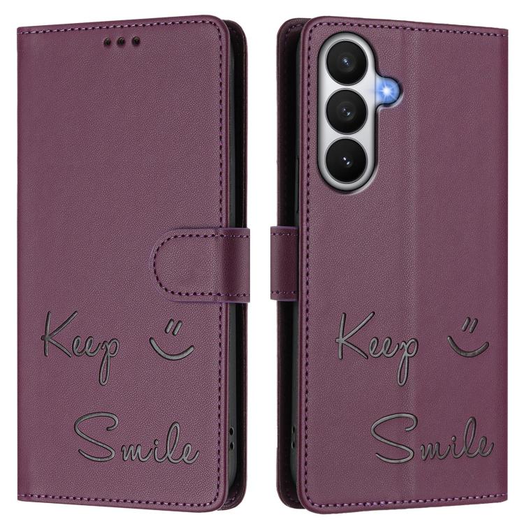 For Samsung Galaxy S26 5G Smile Embossing RFID Leather Phone Case