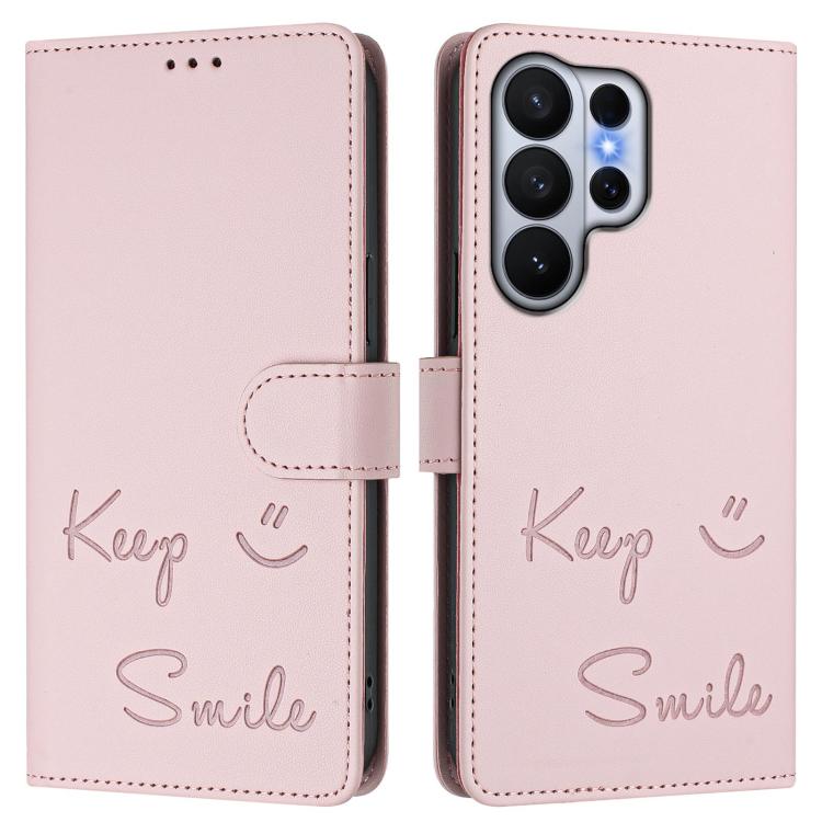 For Samsung Galaxy S26 Ultra 5G Smile Embossing RFID Leather Phone Case