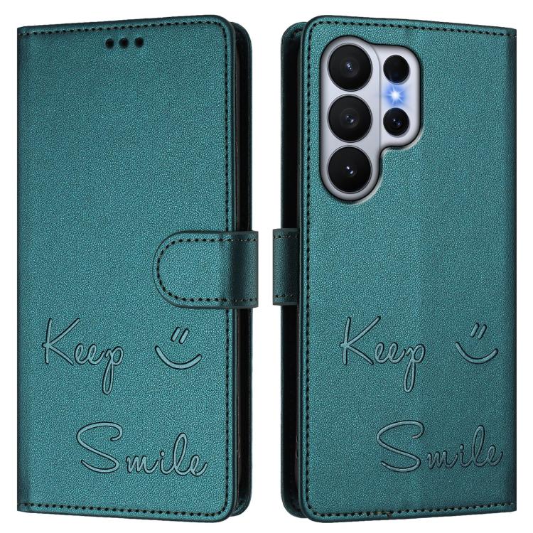 For Samsung Galaxy S26 Ultra 5G Smile Embossing RFID Leather Phone Case