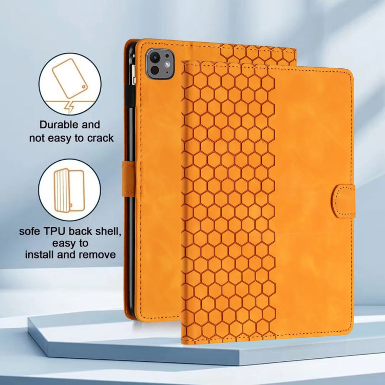 For iPad Pro 11 2025 / 2024 Honeycomb Embossed Leather Smart Tablet Case