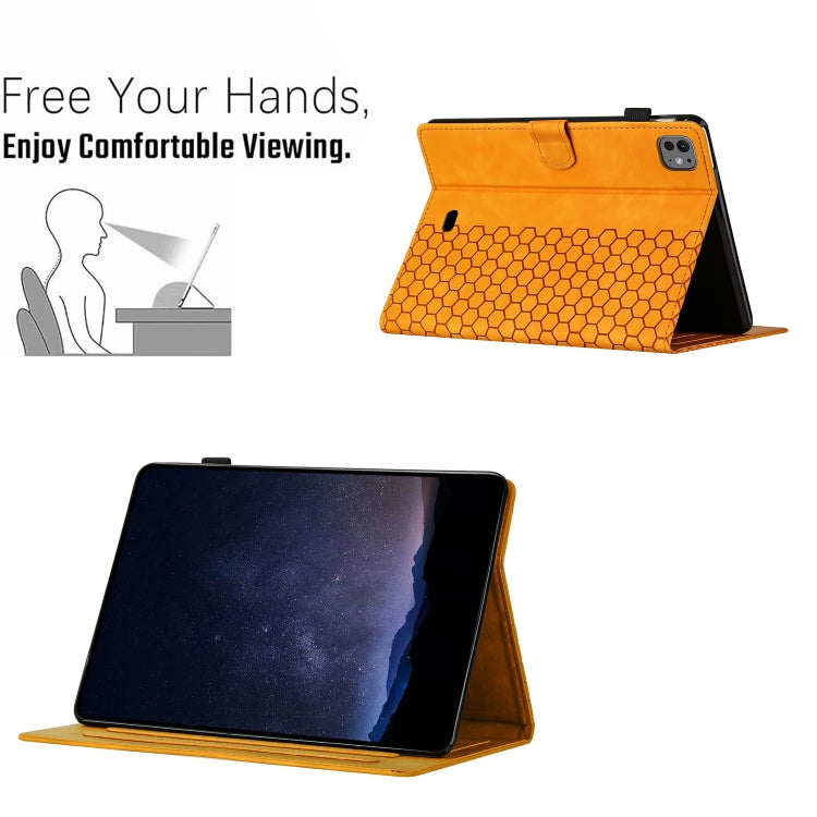 For iPad Pro 11 2025 / 2024 Honeycomb Embossed Leather Smart Tablet Case