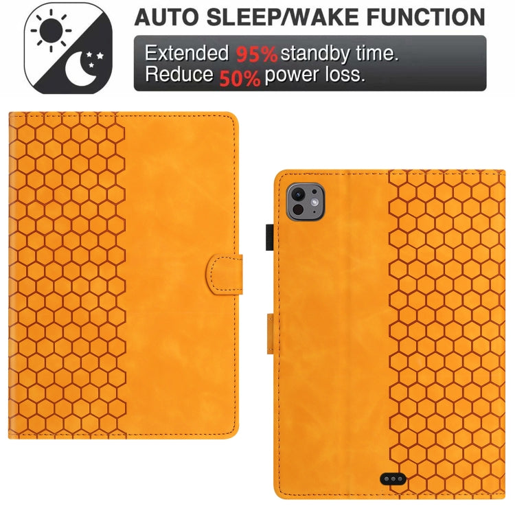 For iPad Pro 11 2025 / 2024 Honeycomb Embossed Leather Smart Tablet Case