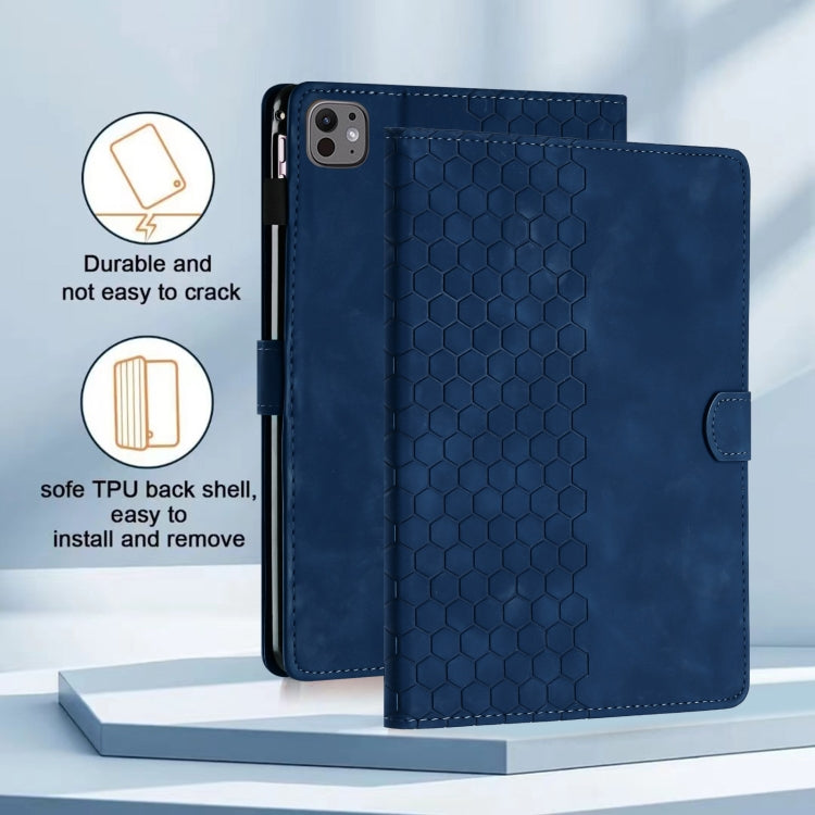 For iPad Pro 11 2025 / 2024 Honeycomb Embossed Leather Smart Tablet Case