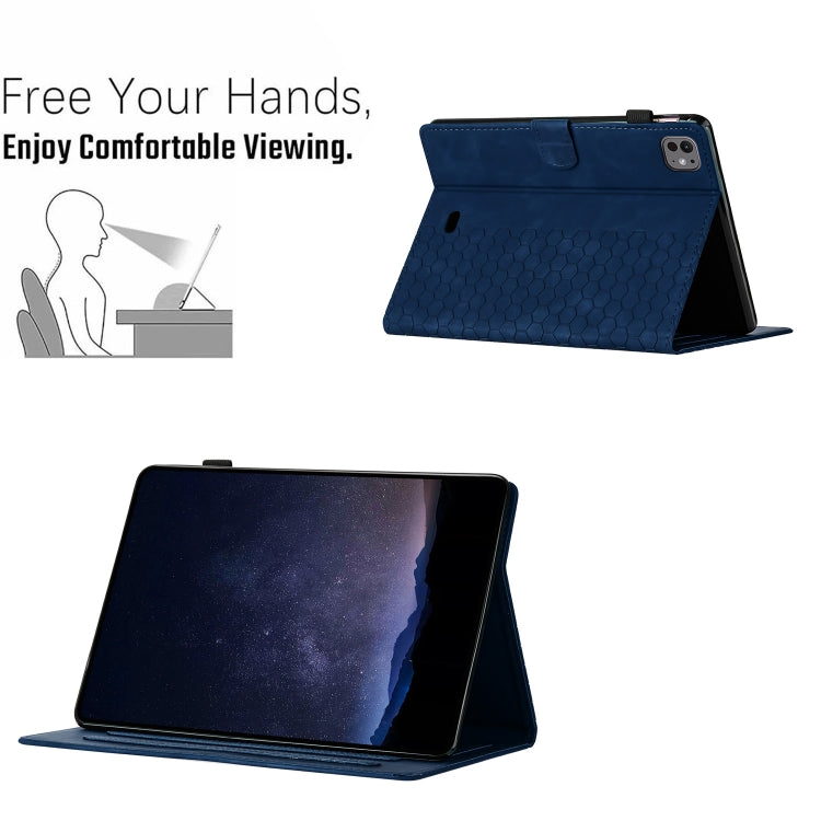 For iPad Pro 11 2025 / 2024 Honeycomb Embossed Leather Smart Tablet Case