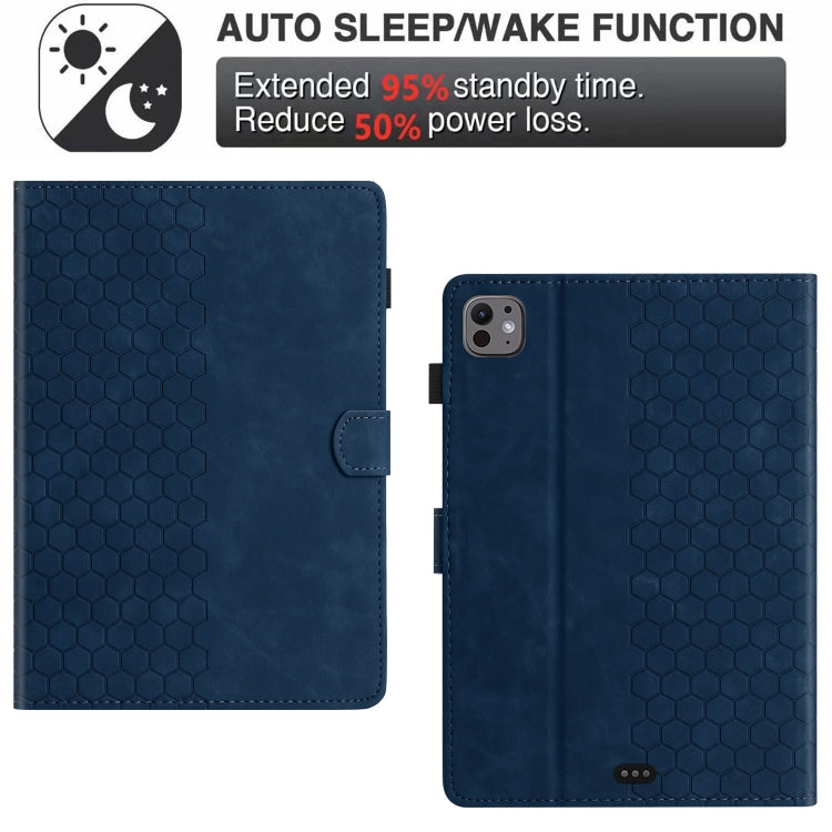 For iPad Pro 11 2025 / 2024 Honeycomb Embossed Leather Smart Tablet Case