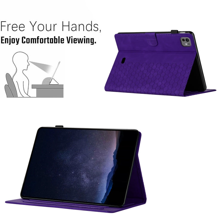 For iPad Pro 11 2025 / 2024 Honeycomb Embossed Leather Smart Tablet Case