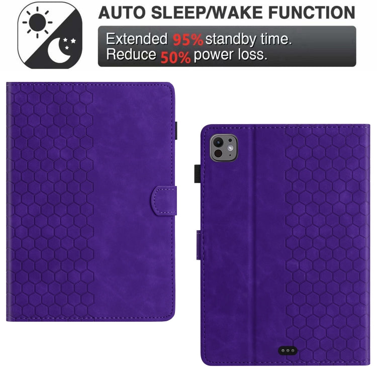 For iPad Pro 11 2025 / 2024 Honeycomb Embossed Leather Smart Tablet Case