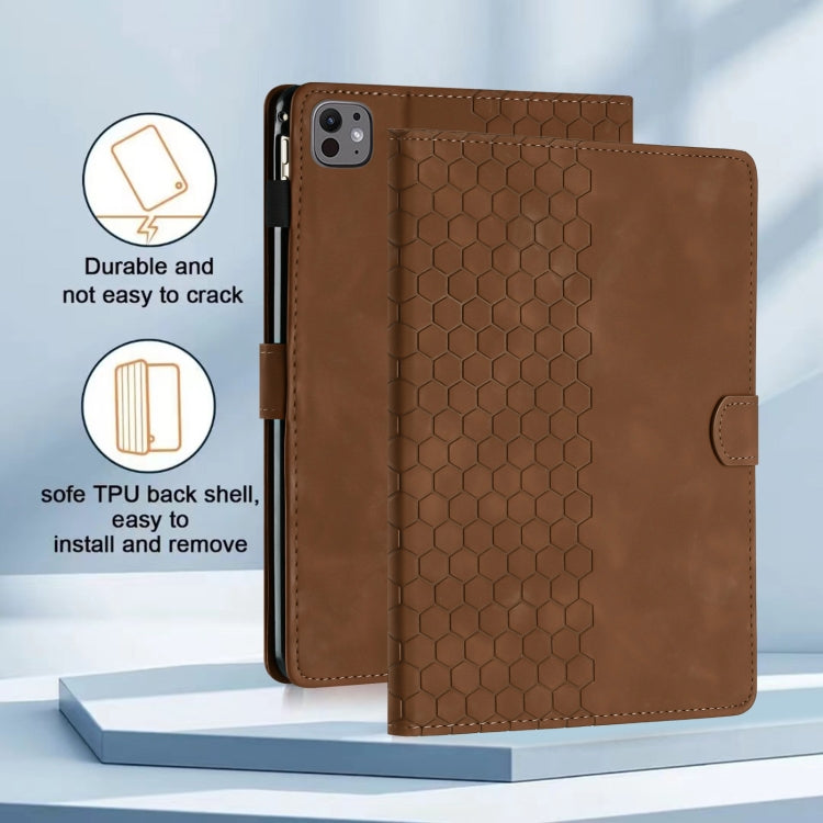 For iPad Pro 11 2025 / 2024 Honeycomb Embossed Leather Smart Tablet Case