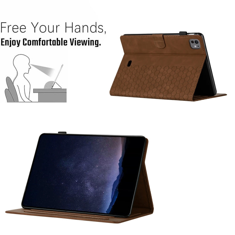 For iPad Pro 11 2025 / 2024 Honeycomb Embossed Leather Smart Tablet Case