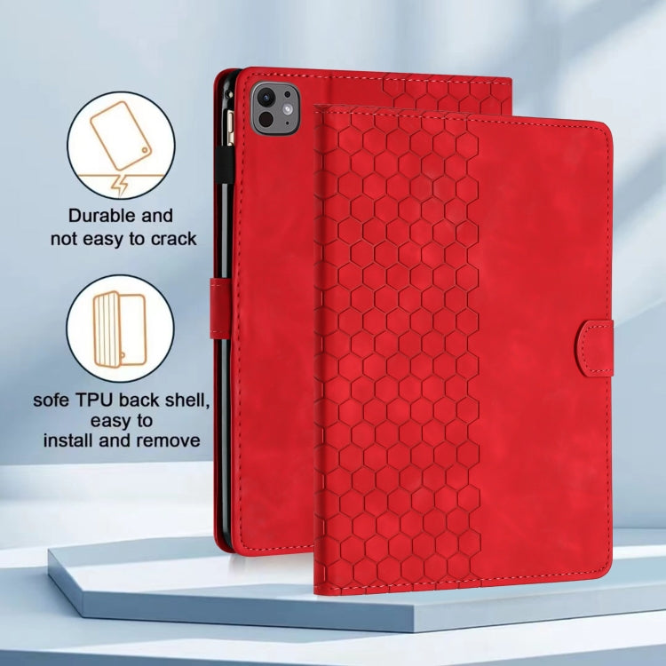 For iPad Pro 11 2025 / 2024 Honeycomb Embossed Leather Smart Tablet Case