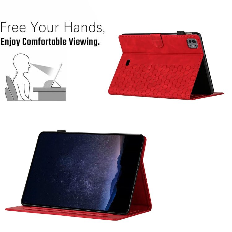 For iPad Pro 11 2025 / 2024 Honeycomb Embossed Leather Smart Tablet Case