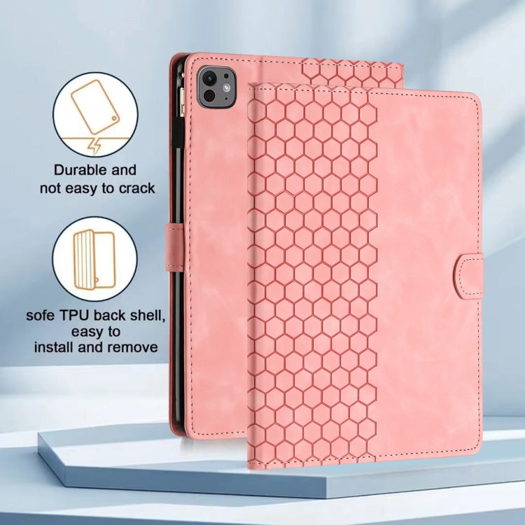 For iPad Pro 11 2025 / 2024 Honeycomb Embossed Leather Smart Tablet Case