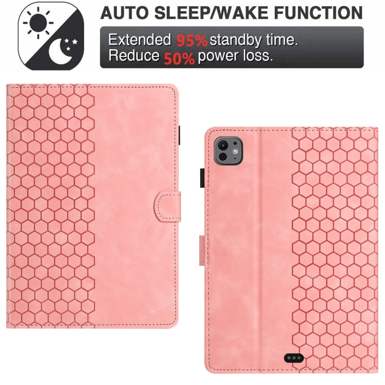 For iPad Pro 11 2025 / 2024 Honeycomb Embossed Leather Smart Tablet Case