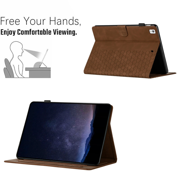 For iPad 10.2 2021 / 2020 / 10.5 2019 Honeycomb Embossed Leather Smart Tablet Case