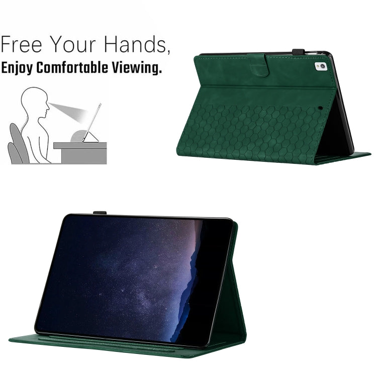 For iPad 10.2 2021 / 2020 / 10.5 2019 Honeycomb Embossed Leather Smart Tablet Case