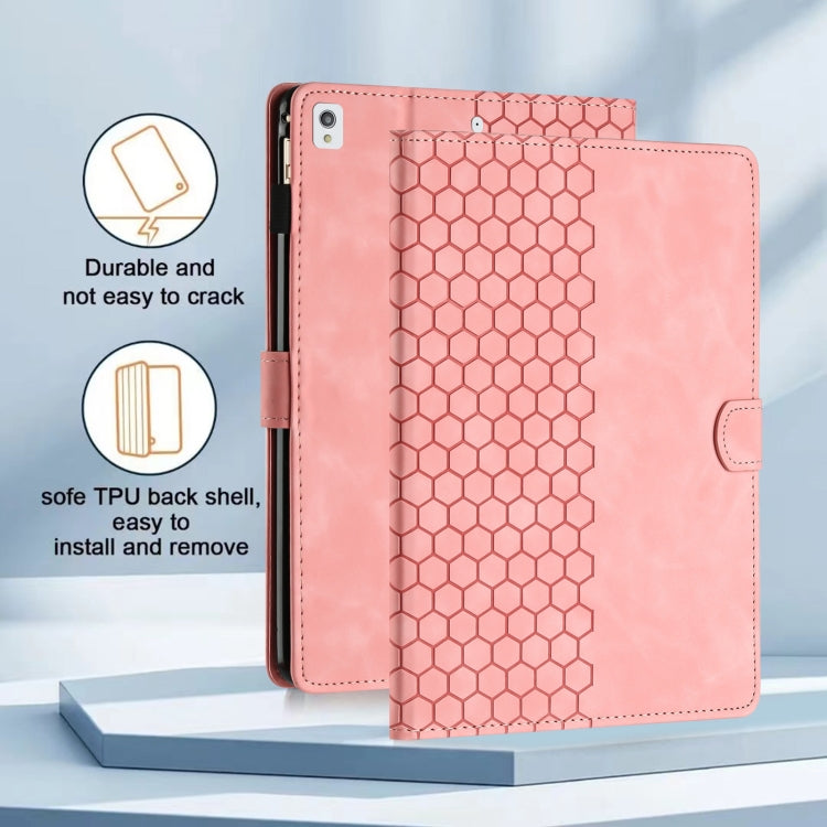 For iPad 10.2 2021 / 2020 / 10.5 2019 Honeycomb Embossed Leather Smart Tablet Case