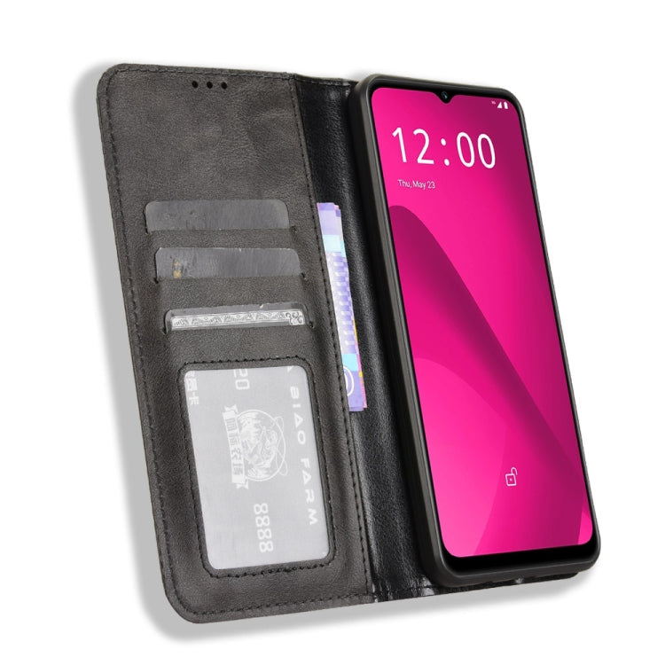 For T-Mobile Revvl 7 5G Magnetic Buckle Retro Texture Leather Phone Case