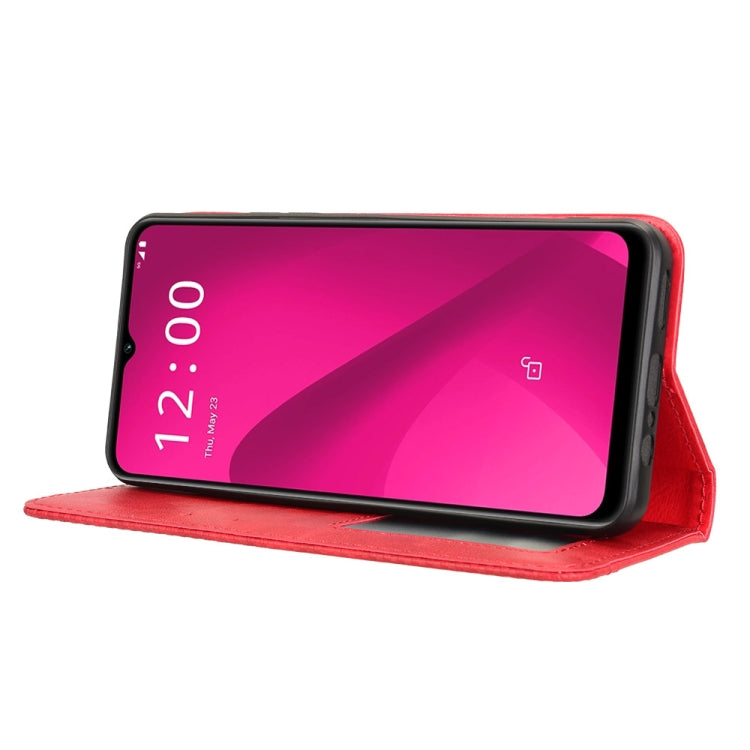 For T-Mobile Revvl 7 5G Magnetic Buckle Retro Texture Leather Phone Case