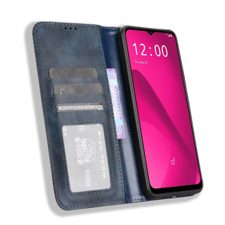 For T-Mobile Revvl 7 5G Magnetic Buckle Retro Texture Leather Phone Case
