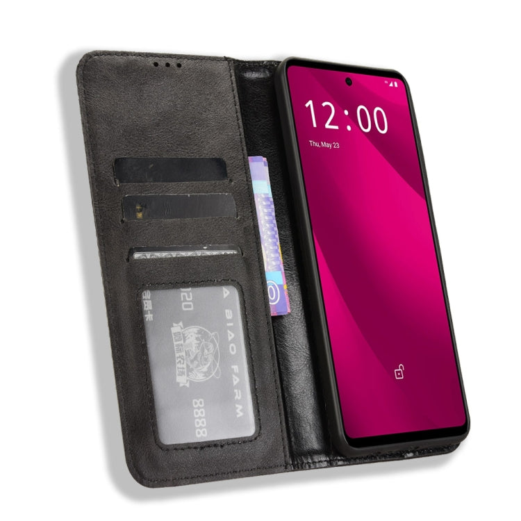 For T-Mobile Revvl 7 Pro 5G Magnetic Buckle Retro Texture Leather Phone Case