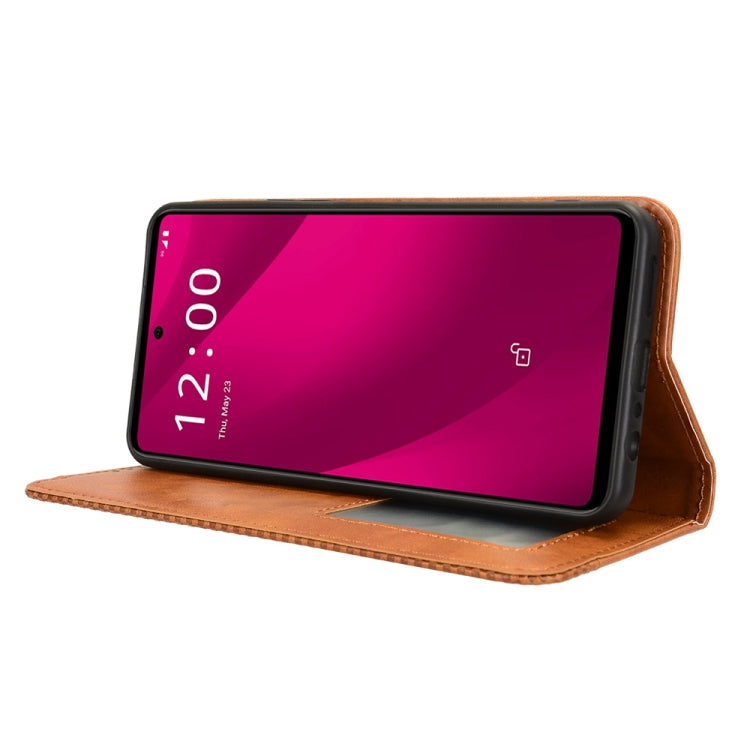 For T-Mobile Revvl 7 Pro 5G Magnetic Buckle Retro Texture Leather Phone Case