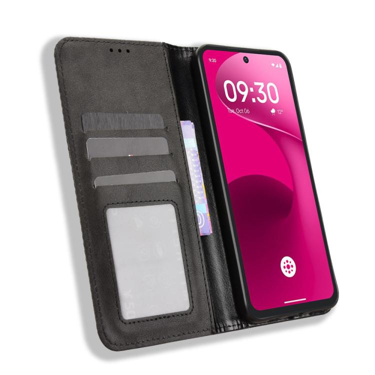 For T-Mobile Revvl 8 Pro 5G Magnetic Buckle Retro Texture Leather Phone Case