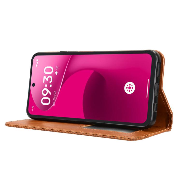 For T-Mobile Revvl 8 Pro 5G Magnetic Buckle Retro Texture Leather Phone Case