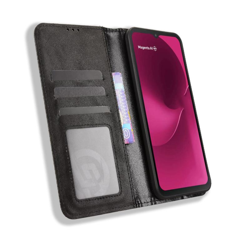 For T-Mobile Revvl 8 5G Magnetic Buckle Retro Texture Leather Phone Case