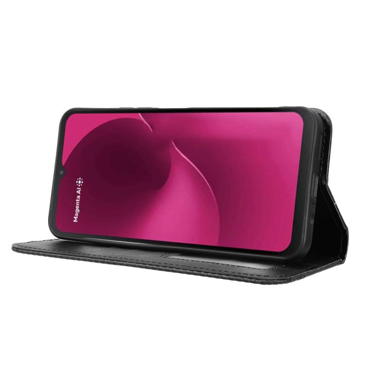 For T-Mobile Revvl 8 5G Magnetic Buckle Retro Texture Leather Phone Case