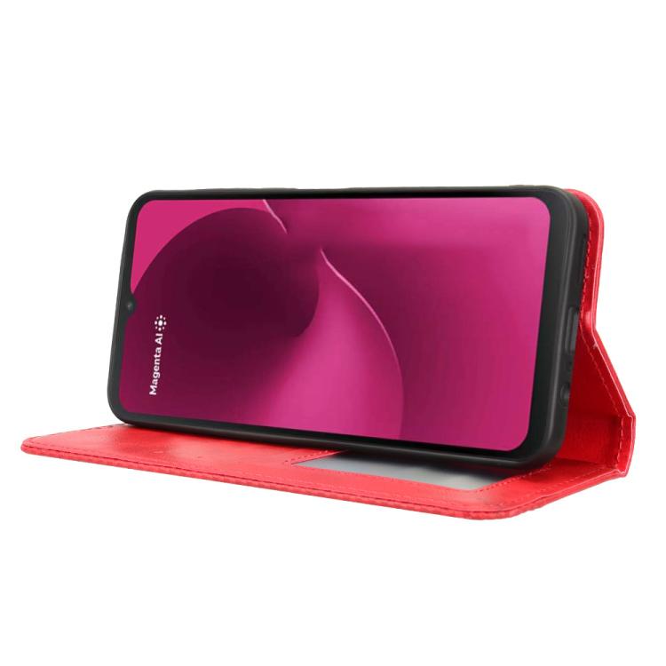 For T-Mobile Revvl 8 5G Magnetic Buckle Retro Texture Leather Phone Case