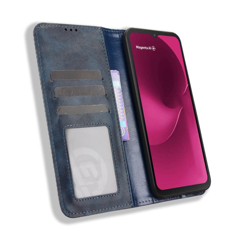 For T-Mobile Revvl 8 5G Magnetic Buckle Retro Texture Leather Phone Case