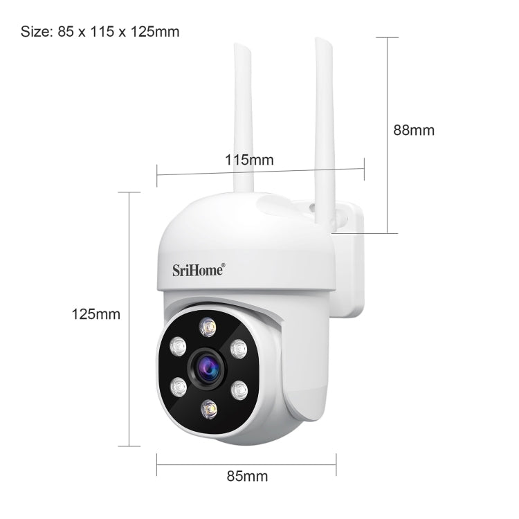 SriHome SH061 2MP 2.4G WiFi AI Humanoid Tracking Infrared Night Vision Camera