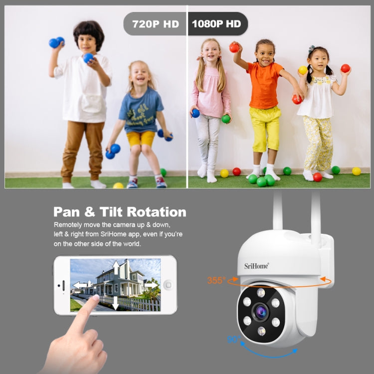 SriHome SH061 2MP 2.4G WiFi AI Humanoid Tracking Infrared Night Vision Camera