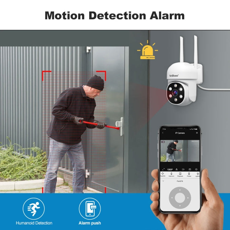 SriHome SH061 2MP 2.4G WiFi AI Humanoid Tracking Infrared Night Vision Camera
