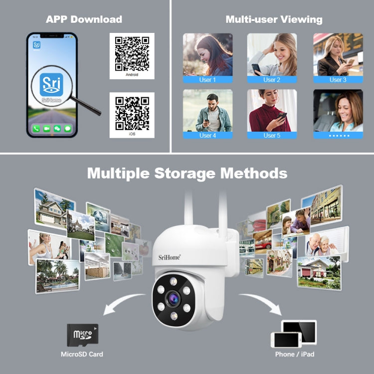 SriHome SH061 2MP 2.4G WiFi AI Humanoid Tracking Infrared Night Vision Camera