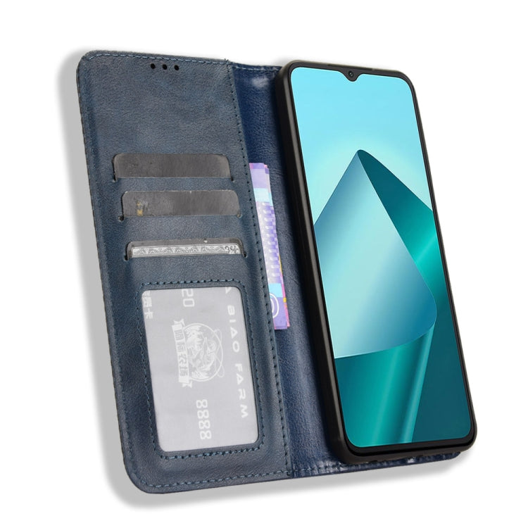For Wiko T20 Magnetic Buckle Retro Texture Leather Phone Case