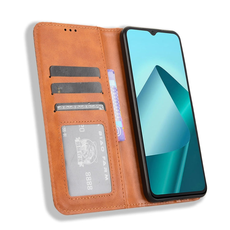 For Wiko T20 Magnetic Buckle Retro Texture Leather Phone Case