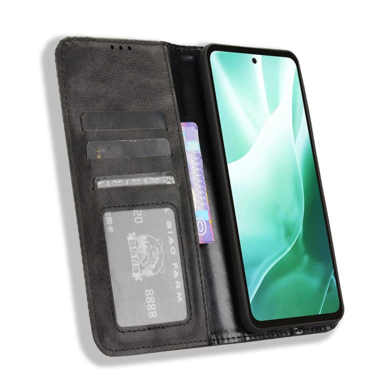 For Fujitsu Arrows We2 Plus Magnetic Buckle Retro Texture Leather Phone Case