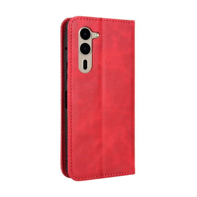 For Fujitsu Arrows We2 Plus Magnetic Buckle Retro Texture Leather Phone Case
