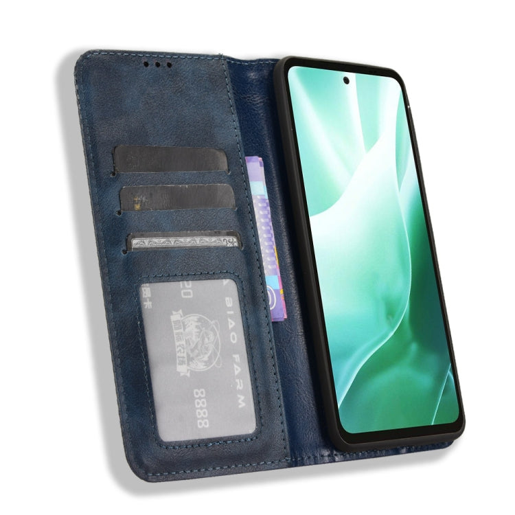 For Fujitsu Arrows We2 Plus Magnetic Buckle Retro Texture Leather Phone Case