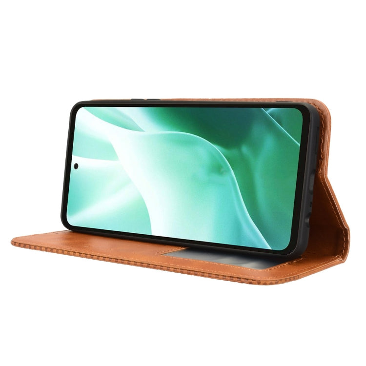 For Fujitsu Arrows We2 Plus Magnetic Buckle Retro Texture Leather Phone Case
