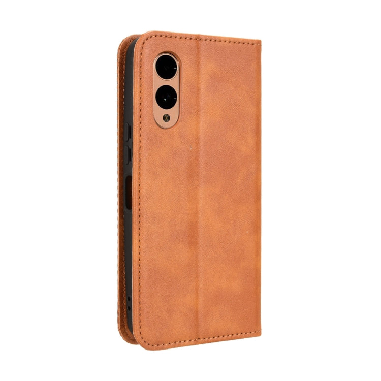 For Fujitsu Arrows We2 Magnetic Buckle Retro Texture Leather Phone Case