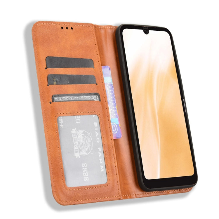 For Fujitsu Arrows We2 Magnetic Buckle Retro Texture Leather Phone Case
