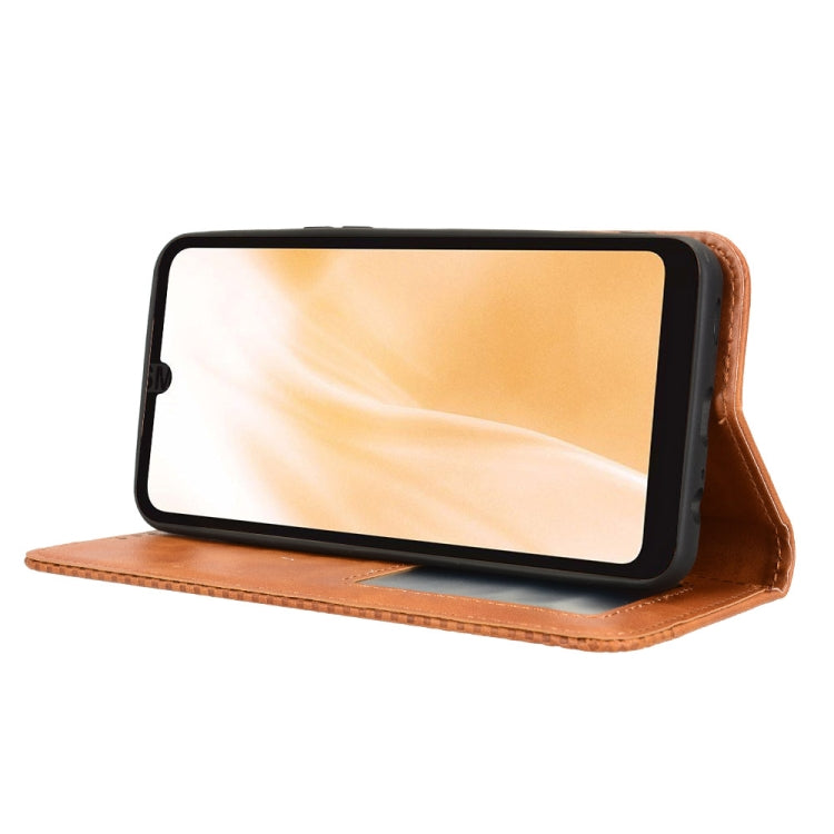 For Fujitsu Arrows We2 Magnetic Buckle Retro Texture Leather Phone Case
