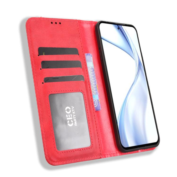 For Fujitsu Arrows Alpha F-51F Magnetic Buckle Retro Texture Leather Phone Case