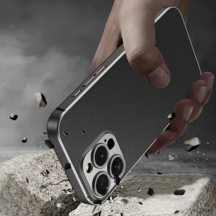 For iPhone 16 Pro GKK Metal Paint Skin Feel Leather Full Coverage Phone Case