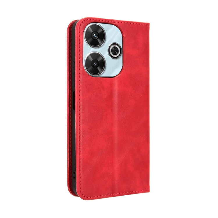 For Redmi 13 4G / Note 13R 5G Magnetic Buckle Retro Texture Leather Phone Case