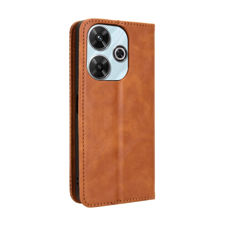 For Redmi 13 4G / Note 13R 5G Magnetic Buckle Retro Texture Leather Phone Case