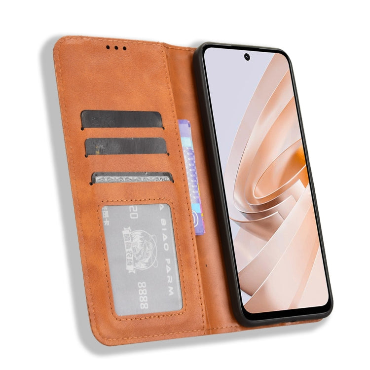 For Redmi 13 4G / Note 13R 5G Magnetic Buckle Retro Texture Leather Phone Case