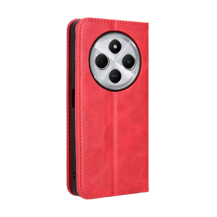 For Redmi 14C 4G Magnetic Buckle Retro Texture Leather Phone Case